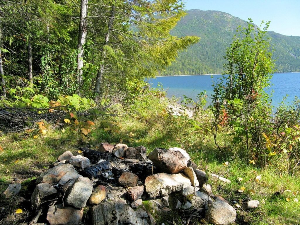 scène dans la nature montrant un feu pour le survivalisme