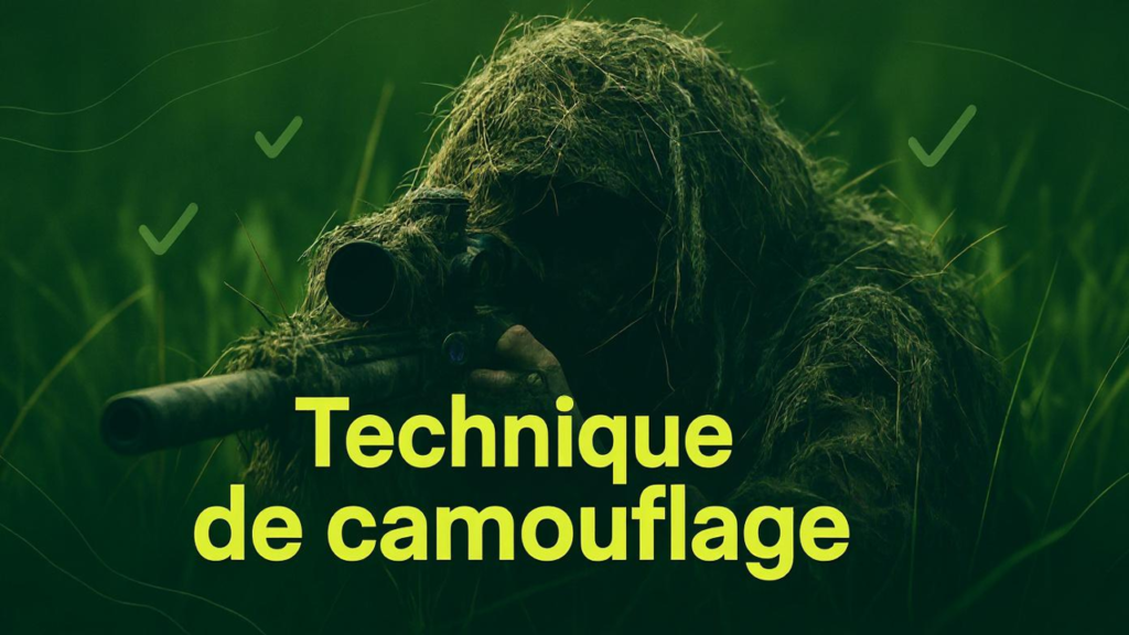 un tireur d'élite camouflé dans les herbes hautes