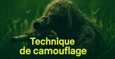 un tireur d'élite camouflé dans les herbes hautes